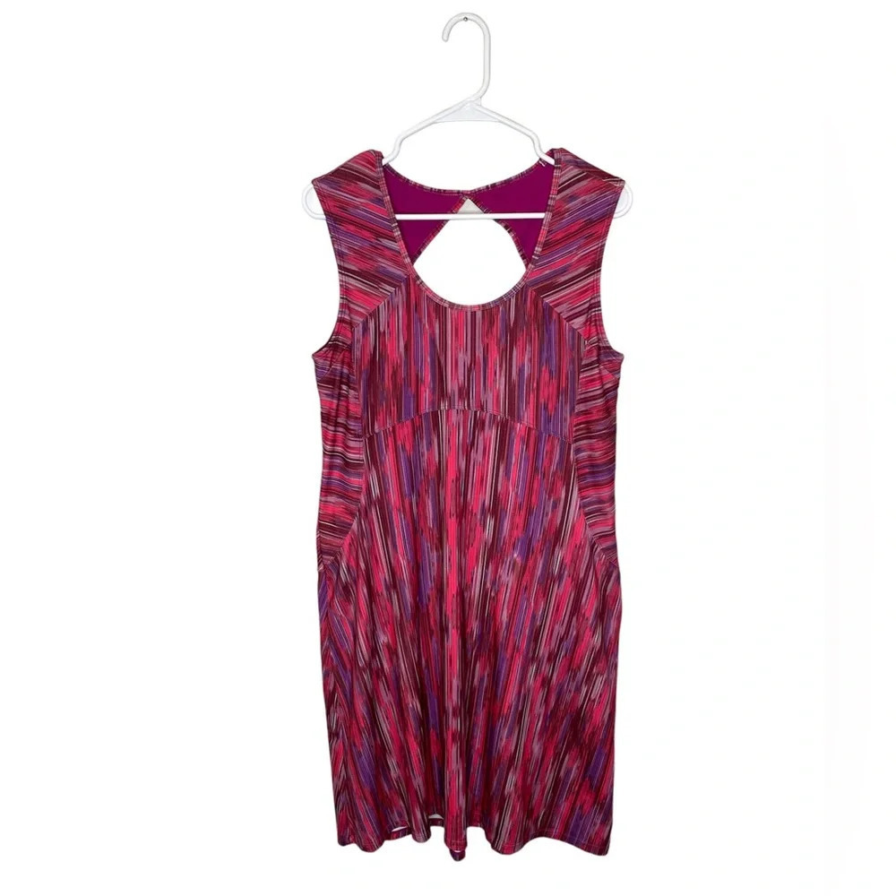Prana Azalea Rainblur Alec Sleeveless Dress Womens Pink Stretch Dress Size Large